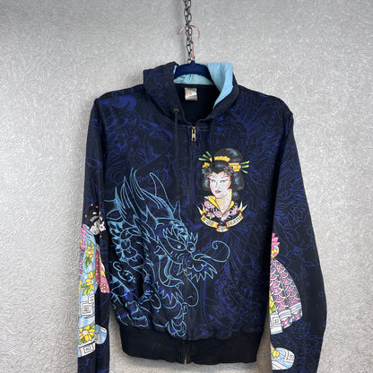 Vintage Ed Hardy Damen Zip Hoodie Large