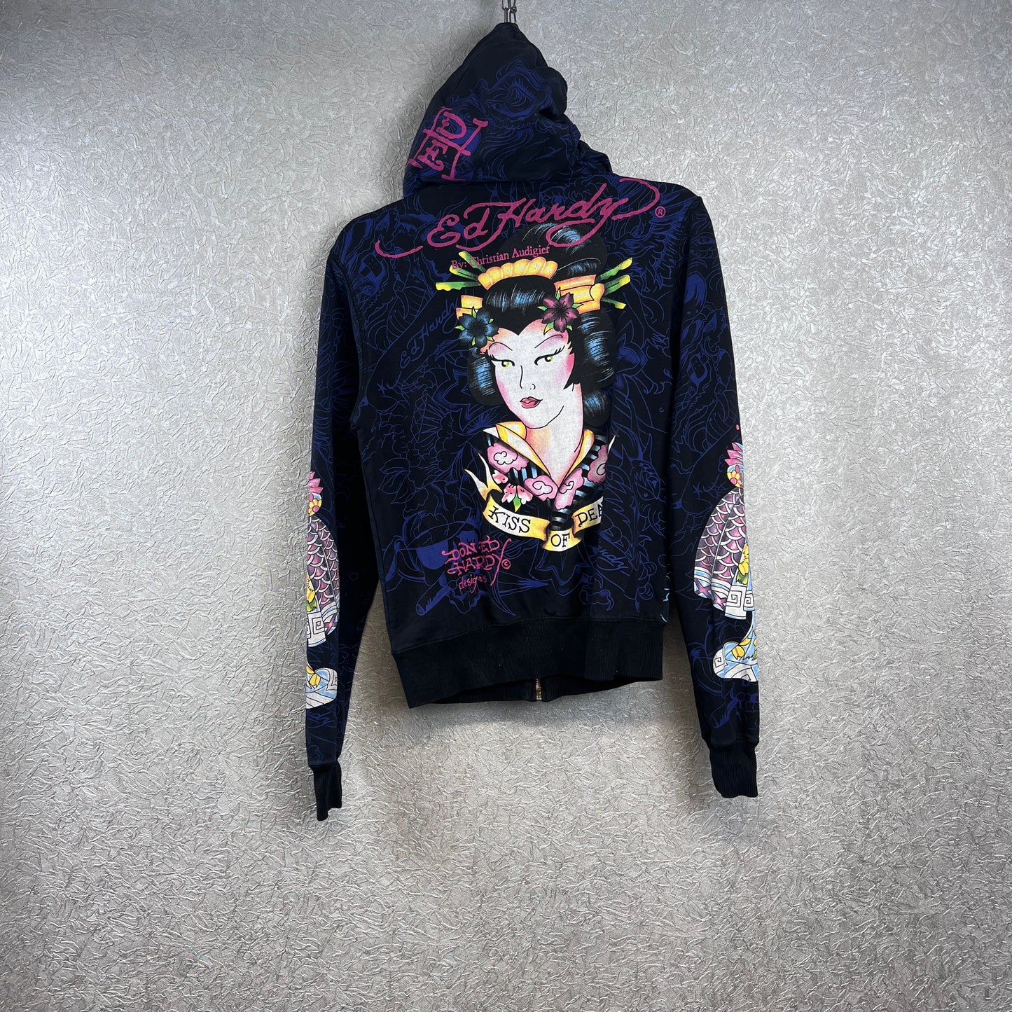 Vintage Ed Hardy Damen Zip Hoodie Large