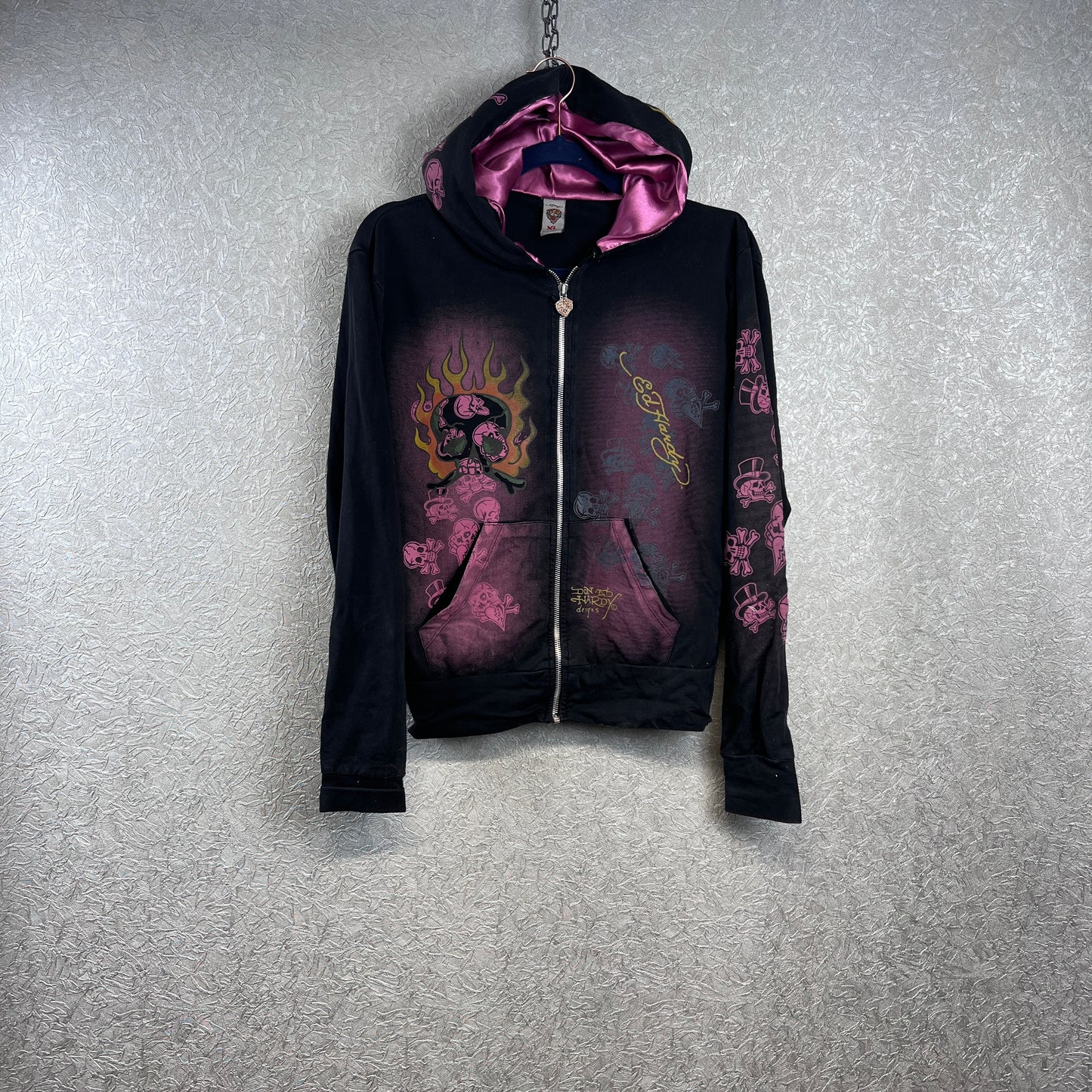 Vintage Ed Hardy Damen Zip Hoodie X-Large