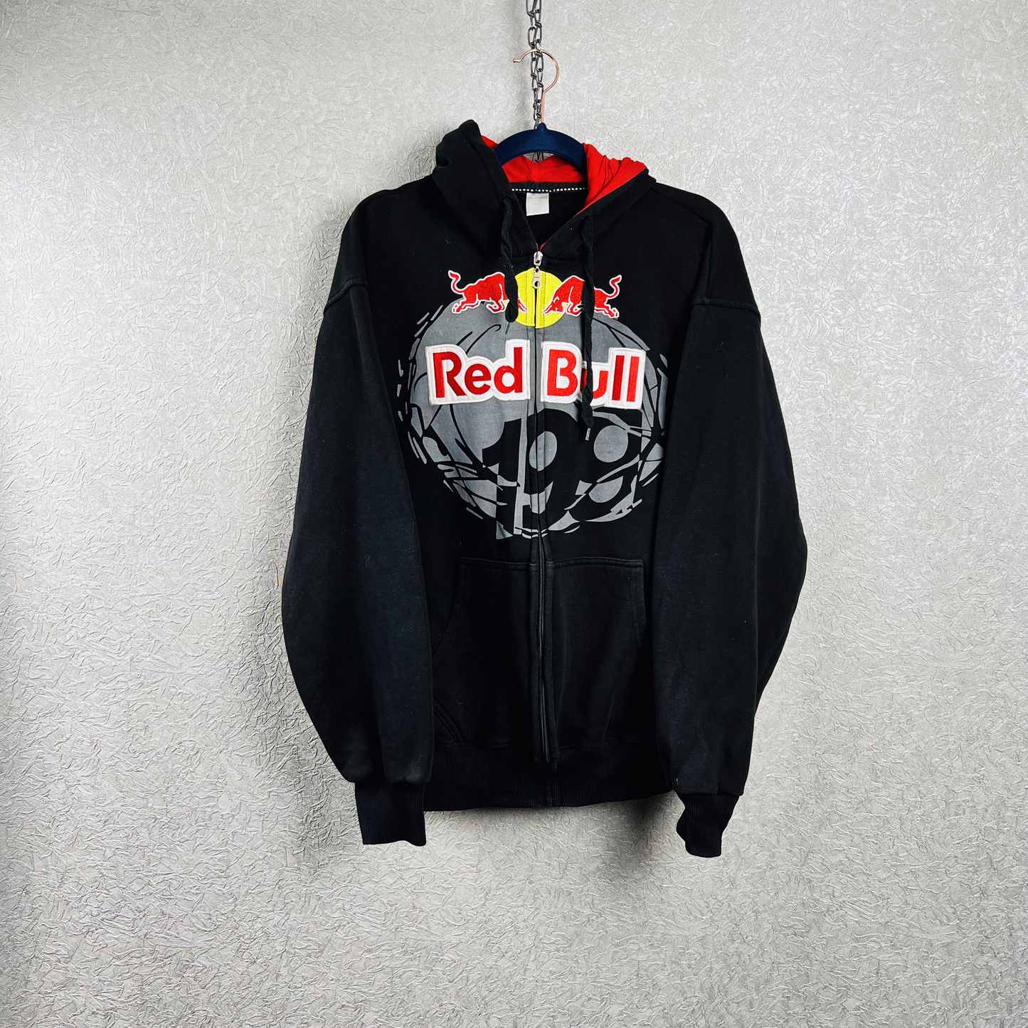 Vintage Red Bull Zip Hoodie Large